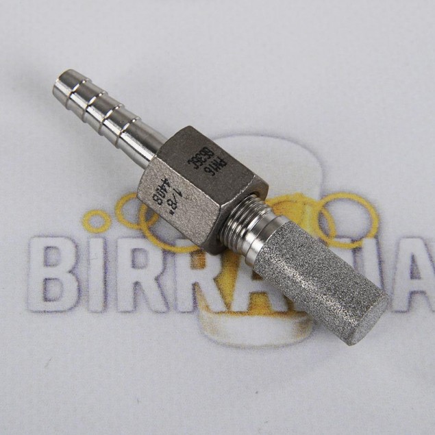 Aeratore in acciaio inox con portagomma 6 mm