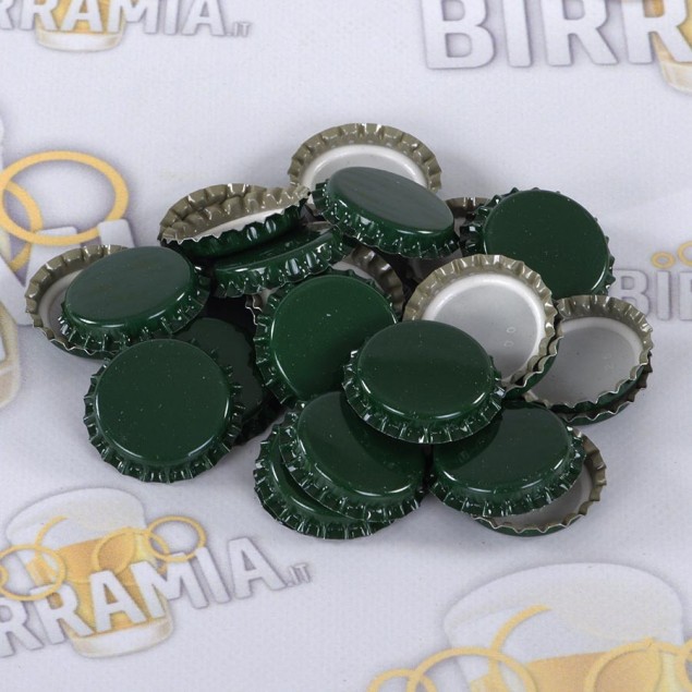 Tappi a corona verdi (diametro 29 mm) - conf. da 100 pezzi
