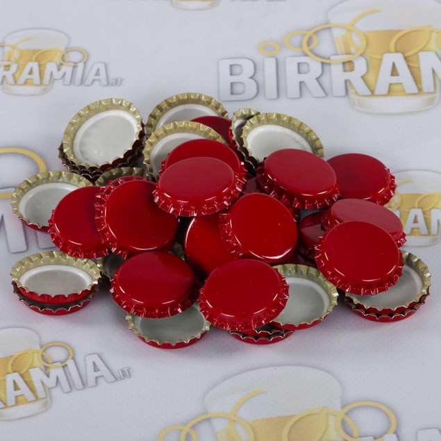 Tappi a corona rossi (diametro 29 mm) - conf. da 100 pezzi