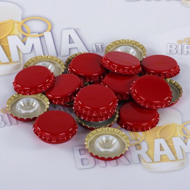 Tappi a corona rossi (diametro 29 mm) - conf. da 200 pezzi
