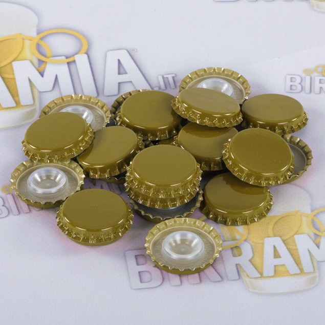 TAPPI A CORONA ORO (DIAMETRO 26 MM) CON BIDULE - CONF. DA 100 PEZZI