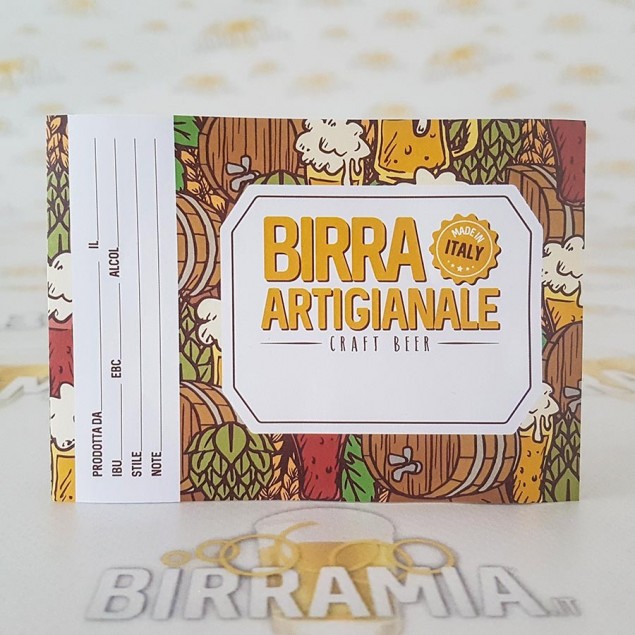 Etichette adesive per bottiglie Birramia \"Doodle\" - 100 pezzi