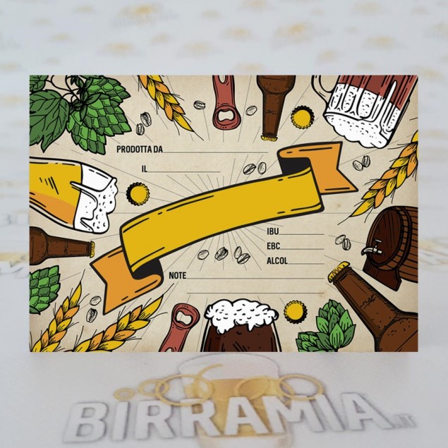Etichette adesive per bottiglie Birramia \"2021\" - 100 pezzi