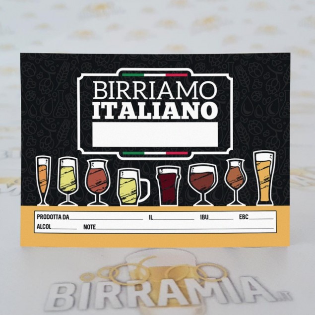 Etichette adesive per bottiglie Birramia \"Birriamo Italiano\" - 100 pezzi